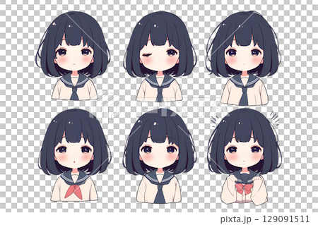 穿著水手服的可愛女孩的插圖 129091511