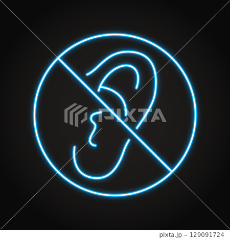 Hearing impairment neon line icon 129091724