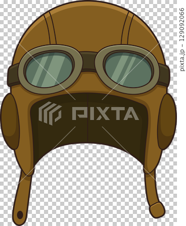 Vintage aviator helmet with goggles for flying, cartoon styled drawing Vintage aviator helmet with goggles for flying, cartoon styled drawing 129092066