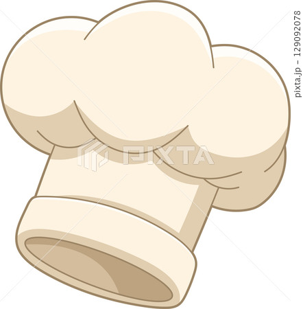 A cartoon chef's hat, symbolizing culinary arts and cooking profession. A cartoon chef's hat, symbolizing culinary arts and cooking profession. 129092078