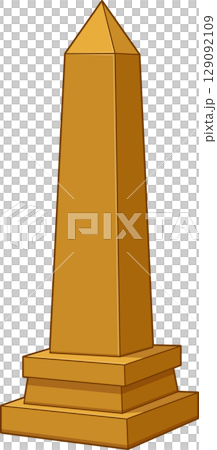 Golden structure with stepped base and pyramid top against black background. Golden structure with stepped base and pyramid top against black background. 129092109