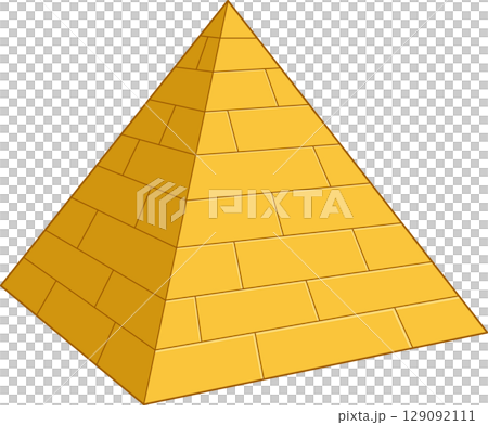 Isometric illustration of a pyramid built of blocks, against black background. Isometric illustration of a pyramid built of blocks, against black background. 129092111