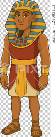 Cartoon depiction of an ancient Egyptian pharaoh standing tall and proud. Cartoon depiction of an ancient Egyptian pharaoh standing tall and proud. 129092113