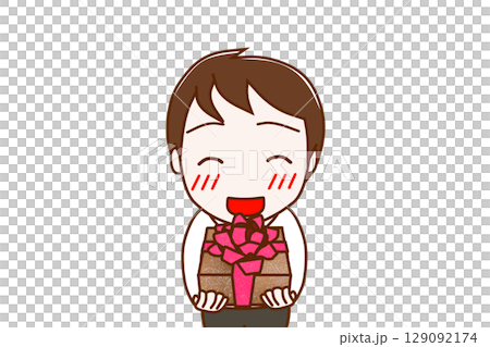 (Front view of upper body) A man smiling and trying to hand over a bouquet of flowers to celebrate (Front view of upper body) A man smiling and trying to hand over a bouquet of flowers to celebrate 129092174