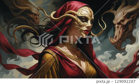 クトゥルフ神話TRPG、ディオニュソス的な仮面の化身、ニャルラトホテプの多貌の一部、美女 129092287