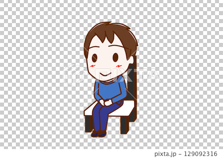 (Full-body tilt) A boy sitting politely in a chair with a smile (Full-body tilt) A boy sitting politely in a chair with a smile 129092316