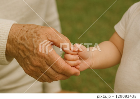 祖父と孫の手、ぬくもりの記憶 祖父と孫の手、ぬくもりの記憶 129092438