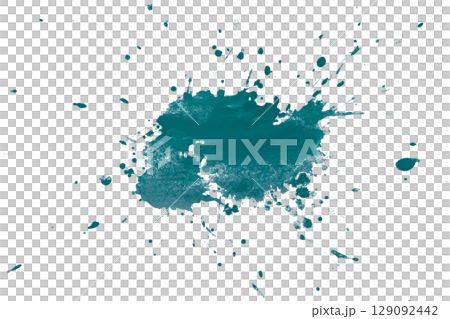 Green splash watercolor brush isolated on transparent background 129092442