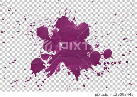 Purple splash watercolor brush isolated on transparent background 129092443
