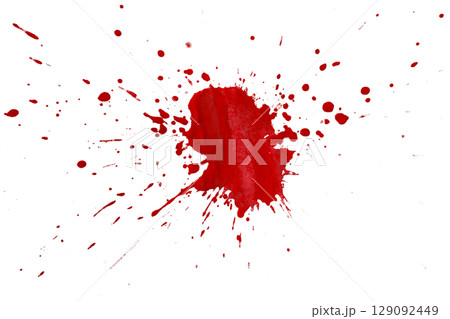 Red splash watercolor brush isolated on transparent background 129092449
