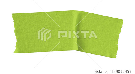 green crumpled torn tape isolated on transparent background 129092453