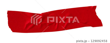 red crumpled torn tape isolated on transparent background 129092458