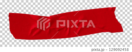 red crumpled torn tape isolated on transparent background 129092458