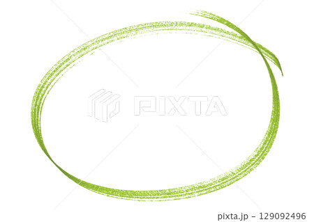 Green pencil highlight circle mark isolated on transparent background 129092496
