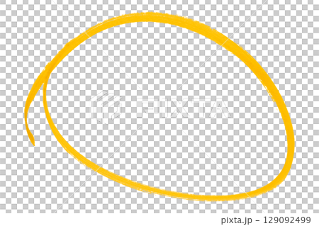 Yellow pencil highlight circle mark isolated on transparent background 129092499