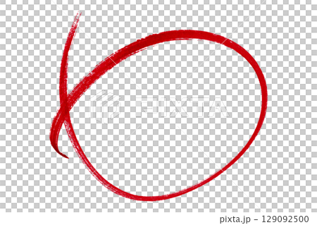 Red pencil highlight circle mark isolated on transparent background 129092500