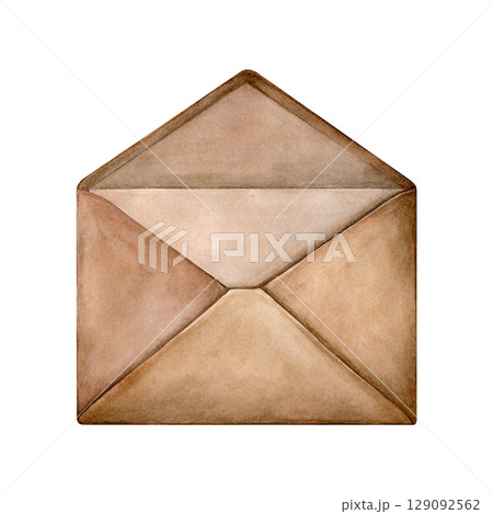 Hand painted watercolor craft envelope. Good for postcards, invitations, greeting cards, wallpaper, textiles Hand painted watercolor craft envelope. Good for postcards, invitations, greeting cards, wallpaper, textiles 129092562