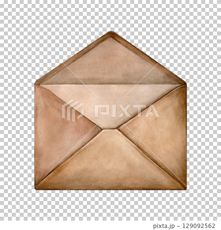Hand painted watercolor craft envelope. Good for postcards, invitations, greeting cards, wallpaper, textiles Hand painted watercolor craft envelope. Good for postcards, invitations, greeting cards, wallpaper, textiles 129092562