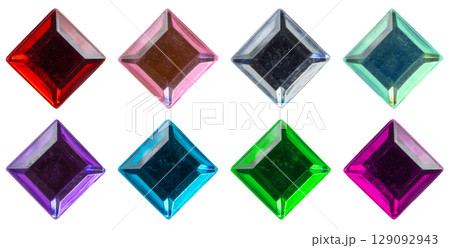 square jewels sticker set isolated on white background square jewels sticker set isolated on white background 129092943