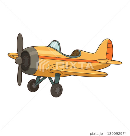 Illustrated cartoon airplane flying high, ready for adventure in the sky. Illustrated cartoon airplane flying high, ready for adventure in the sky. 129092974