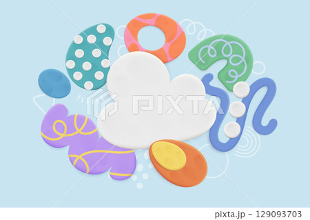 Realistic 3D Clay Style Composition 129093703