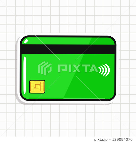A vibrant green credit card with contactless payment symbol, ideal for digital transactions. A vibrant green credit card with contactless payment symbol, ideal for digital transactions. 129094070
