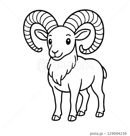 Urial outline icon line art, black and white...のイラスト素材 [129094236] - PIXTA
