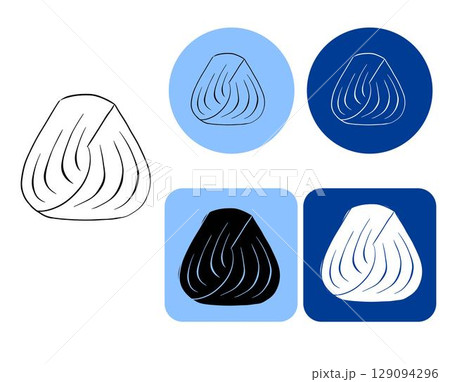 Hair strand lock Salon logotype.. Vector graphic line ink illustration. Strong healthy brunette curls for care and beauty concept. Illustration for beauty salon, cosmetic store, makeup design. 129094296
