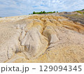 Tailings and waste sand  in  mined open pit coal quarry. Heavy erosion 129094345
