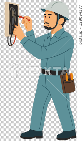 電工修理房屋電氣系統的插圖(向量) 電工修理房屋電氣系統的插圖(向量) 129094377