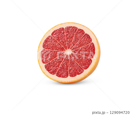 Ripe half of pink grapefruit citrus fruit isolated with clipping path 129094720