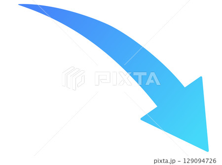 下降する青い矢印（グラデーション） 129094726