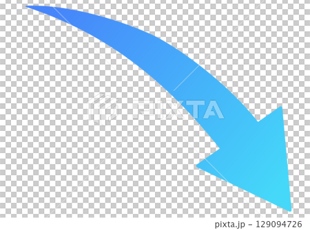 下降する青い矢印（グラデーション） 129094726