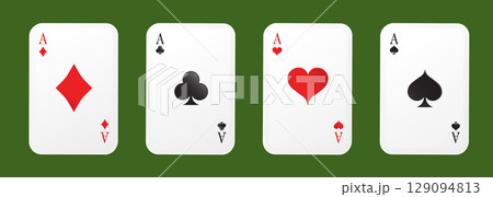 Ace card suit icon vector isolated on green background. 129094813