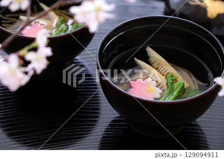 さくら素麺のお吸い物 129094911