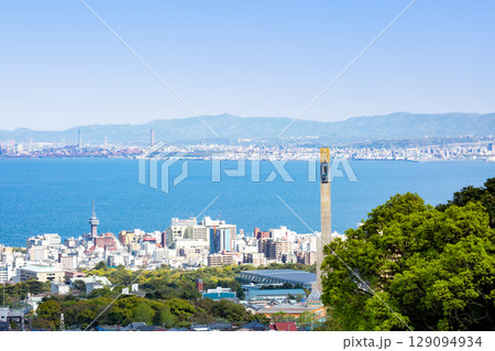 別府大分市街地と別府湾一望 別府大分市街地と別府湾一望 129094934