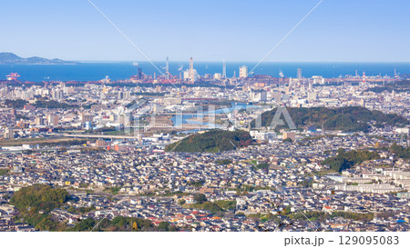 大分市街地と別府湾、国東半島の眺望 129095083