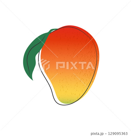 Hand drawn mango fruit isolated on white background. Cartoon mango. Vector illustration 129095363