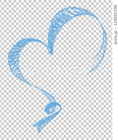 Blue ribbon heart drawn with crayons 129095390
