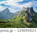 Mountain peak under the dramatic sky 129095623