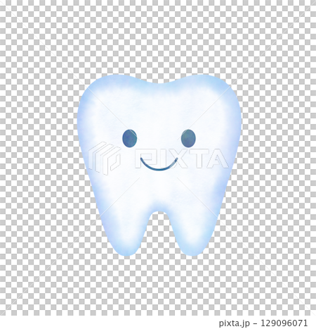 Smiling tooth icon with watercolor texture Smiling tooth icon with watercolor texture 129096071