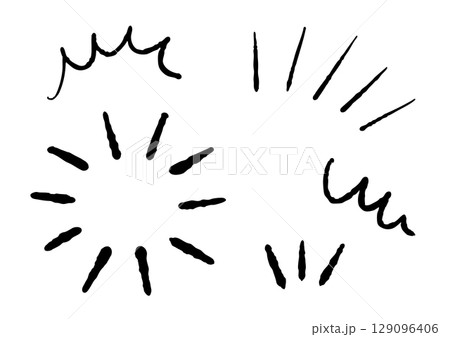 手書きの黒い気づき線　漫符アイコンセット 129096406