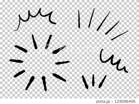 手書きの黒い気づき線　漫符アイコンセット 129096406