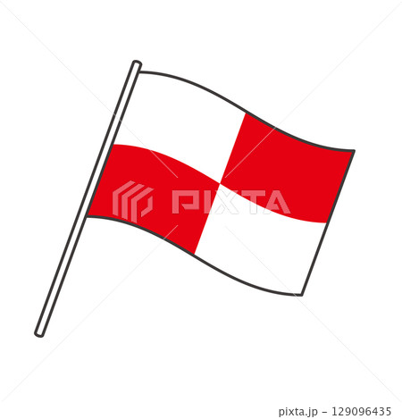 シンプルな津波フラッグ（U旗）のベクターイラストレーション 129096435