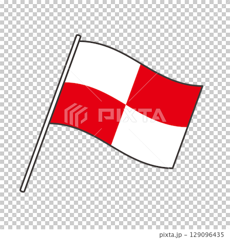 シンプルな津波フラッグ（U旗）のベクターイラストレーション 129096435