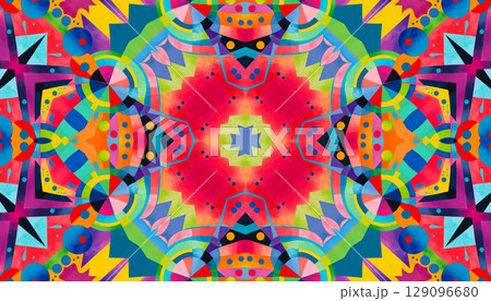 Bright colorful abstract kaleidoscopic pattern 129096680