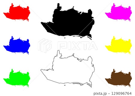Fuchu city (Japan, Nihon-koku or Nippon-koku, Kanto region) map vector illustration, scribble sketch Fuchu-shi map 129096764