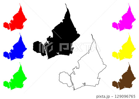 Fuji city (Japan, Nihon-koku or Nippon-koku, Chubu region) map vector illustration, scribble sketch Fuji-shi map 129096765