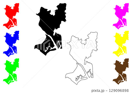Ichikawa city (Japan, Nihon-koku or Nippon-koku, Kanto region) map vector illustration, scribble sketch Ichikawa-shi map Ichikawa city (Japan, Nihon-koku or Nippon-koku, Kanto region) map vector illustration, scribble sketch Ichikawa-shi map 129096898