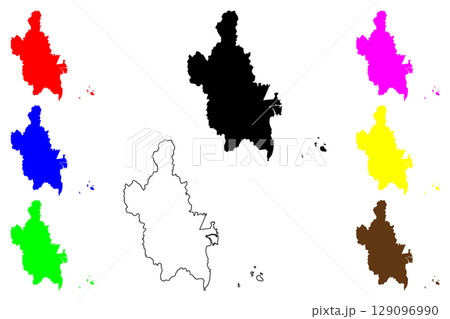 Iwakuni city (Japan, Nihon-koku or Nippon-koku, Chugoku region) map vector illustration, scribble sketch Iwakuni-shi map 129096990